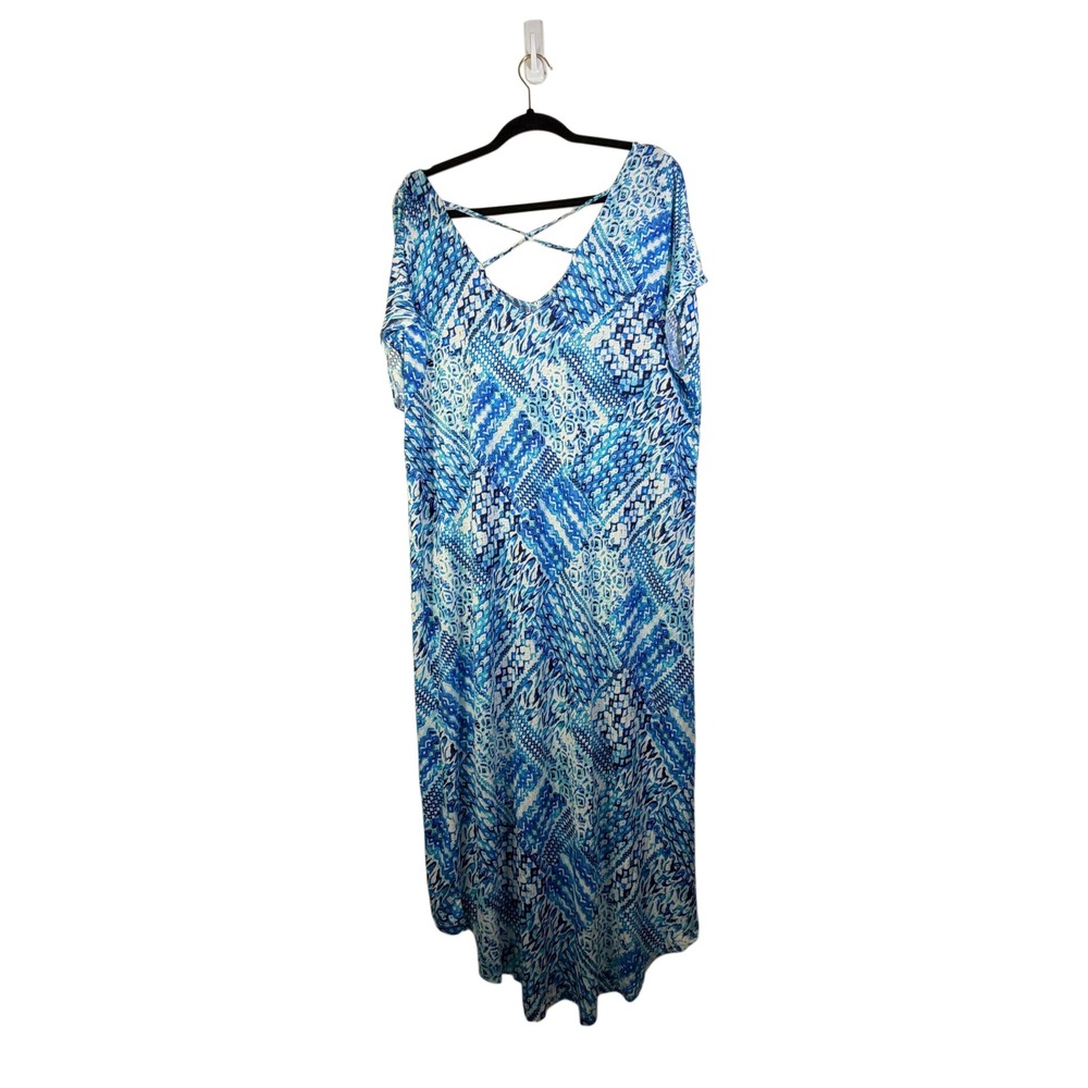 Swimsuits For All NWT Blue Print Swim Cover Up Midi Beach Coverup Size 14/16